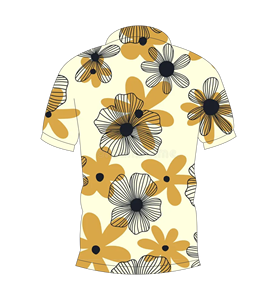 Polo con estampado floral color crema y mostaza para hombre, informal, de manga corta, a la moda, para verano, para golf - Product Image 5