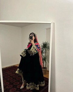 Vestido Tradicional Baluchi para Mujer, Vestidos Casuales de Terciopelo Negro con Bordado Intenso, Caftán Tribal Cultural, Vestido Largo de Lujo para Fiesta - Product Image 2