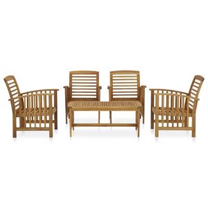 Set da giardino in legno massello di acacia naturale da 5 pezzi - Product Image 2