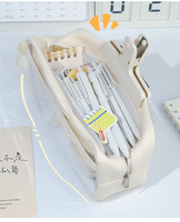 Trousse à crayons transparente en PVC style Instagram, couleur laiteuse, sac fourre-tout portable, organisateur étanche grande capacité, papeterie simple
