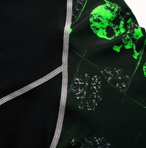 Unisex Long Sleeve Rash Guard Black with Green <b>Skull</b> Print Full Sleeve Quick Dry Breathable 300g Spandex Polyester Shirt - Product Image 5