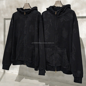 Sweat-shirts à capuche surdimensionnés de haute qualité avec double fermeture éclair, impression personnalisée en relief, en molleton de coton, sweat-shirt à fermeture éclair pour hommes, fabricants de vêtements - Product Image 3