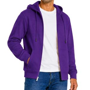 Sweat-shirt à capuche zippé pour homme, en molleton de coton personnalisé, avec fermeture éclair intégrale, capuche et poches kangourou, pour marques privées - Product Image 3