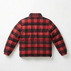 Veste matelassée pour homme, rouge et noir à carreaux, col montant, fermeture éclair, coupe-vent, décontractée, épaisse, pour l'hiver - Product Image 2