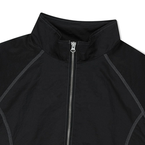 Men's Black Windbreaker Tracksuit Set Full Sleeve Zipper Jacket <b>Shorts</b> Side <b>Pockets</b> Quick Dry Sporty Style Lightweight Cotton - Product Image 5