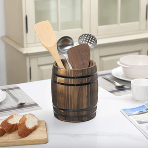 Vietnamese Handmade Rustic Wooden Kitchen Utensils Set Holder Mini Wine Barrel Planter Decoration Cheap Price - Product Image 3