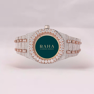 Montre mécanique de luxe en acier inoxydable, boîtier de 41 mm, cadran analogique, bracelet entièrement serti de diamants, design unisexe, résistant à l'eau 3 BAR - Product Image 4