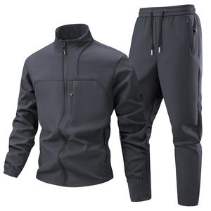 Ensemble de veste softshell noire pour hommes, fermeture éclair intégrale, coupe-vent, vêtements de sport décontractés pour l'extérieur - Product Image 3