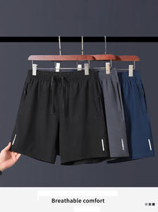 Shorts de plage décontractés pour hommes, séchage rapide, légers, respirants, couleur unie, grandes tailles, inspirés de la soie glacée, pour le sport, vente en gros - Product Image 4
