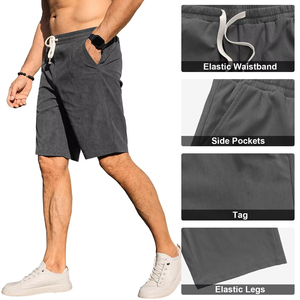 Pantalones Cortos de Pana para Hombre, Color Sólido, con Cintura Ajustable y Bolsillos, Estilo Casual, Cartra Milano, Pantalones Cortos Brillantes de Estilo Urbano - Product Image 3