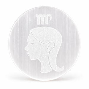 Venta al por mayor de placas redondas de selenita de 8-10 cm con grabado del signo zodiacal Escorpio. Compre placas de selenita en Muntaha Agate Semi Precious Stone Crafts. - Product Image 4