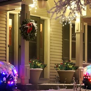 2 Ft/22 Inch 2 Pack Prelit Artificial Christmas Tree Cordless 69 <b>Branches</b> Warm White LED <b>Lights</b> Red Berries Pine Cones Indoor - Product Image 2