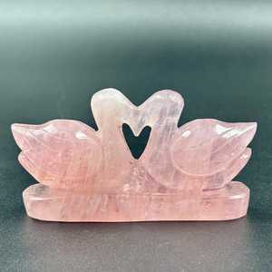 Figura de Pato de Cuarzo Rosa Natural, Tallada a Mano, Escultura de Piedra Preciosa, Artesanía de Piedra para Decoración del Hogar, Regalo - Product Image 1