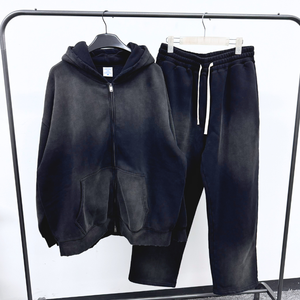 Sudadera con capucha extragrande de forro polar pesado para hombre, estilo urbano, lisa, con logo personalizado, efecto desgastado y lavado ácido - Product Image 5