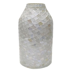 Handmade Bone Inlay Flower <b>Vase</b> White Mother of Pearl Capiz Shell <b>Mosaic</b> Flower Pot for Modern Living Room Hotel Lobby Wedding - Product Image 1