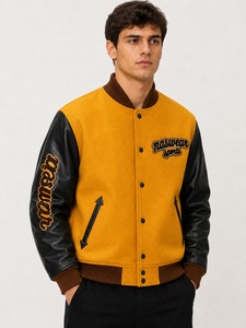 Naswears Men's <b>Winter</b> Varsity <b>Jacket</b> Wool & <b>Leather</b> Shell Reversible Heated Eco-Friendly Breathable Anti-Bacterial Sporty Design - Product Image 5