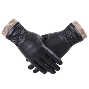 Premium Quality Soft Durable Cheap Price Black <b>Touch</b> <b>Screen</b> Thermal Winter Women Leather <b>Gloves</b> with Fur Lining Pakistan Custom - Product Image 4