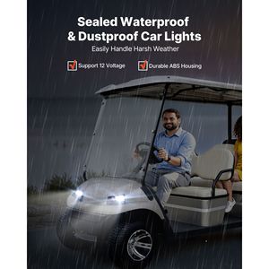 Kit Luci LED 12V ad Alta Luminosità per Golf Cart, Include Faro Anteriore, Fanale Posteriore, Cablaggio, Interruttore, Alloggiamento in ABS, Kit di Retrofit Zip - Product Image 6