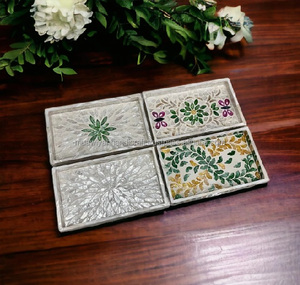 Decoración de mesa de bandeja con incrustaciones de perlas Madre en forma de rectángulo más vendida - Product Image 1