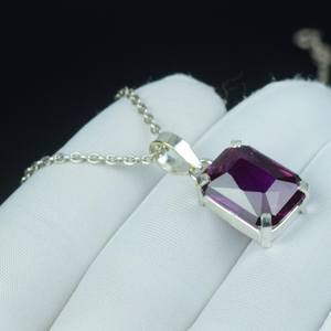 Pendentif de luxe en tourmaline rose taille émeraude, collier en pierre précieuse naturelle, fait main, cadeau pierre de naissance d'octobre - Product Image 3