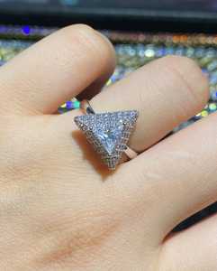High Quality 1CT Triangle Cut Moissanite <b>Dome</b> Shapes <b>Ring</b> Original 925 Silver Fine Jewelry Fashionable For Party Charms - Product Image 6