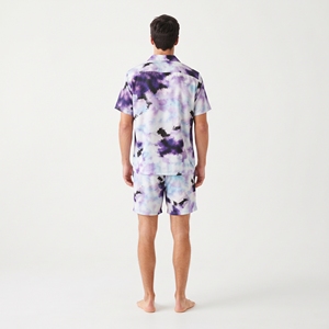 <b>Men's</b> Sublimation Button Up Shirt Shorts <b>Set</b> <b>Tie</b> Dye Printed Short Sleeve Casual Beach Summer Loungewear Outfit - Product Image 2