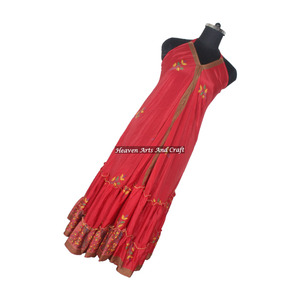 Vestido bohemio nuevo vintage de seda y sari, artículo moderno y a la moda para chicas, damas y mujeres, elegante vestido de noche. - Product Image 3