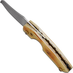Couteau pliant artisanal en acier Damas, manche en os, étui en cuir, haute qualité, qualité industrielle, couteau utilitaire de survie et de camping - Product Image 5