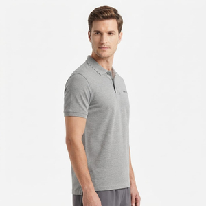 Polo pour homme de haute qualité, personnalisé, en coton uni, brodé, imprimé, gris - Product Image 3
