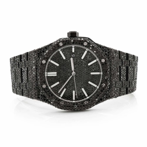 Reloj de Lujo con Incrustaciones de Moissanita Negra, Estilo Diamante, Acero Inoxidable, Resistente al Agua, Estilo Hip Hop, Proveedor de Relojes de Pulsera - Product Image 1