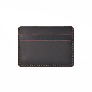Leather <b>Card</b> <b>Holder</b> <b>Wallets</b> for Men Genuine Leather Crazy Horse High-Quality Slim Durable Vintage Style Custom Logo Wholesale - Product Image 1