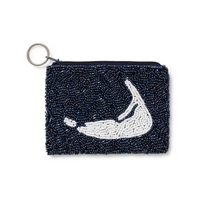 <b>Navy</b> Beaded <b>Clutch</b> NANTUCKET Gold Summer Fashion Women's <b>Clutch</b> Elegant Beaded Coin Pouch with Zip Wallet Birthday Gift - Product Image 1