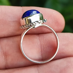 <b>Lapis</b> <b>Lazuli</b> <b>Ring</b> 925 Sterling Silver Handmade Boho Statement Promise Jewelry for Women Natural Oval Shape Gemstone Jewelry - Product Image 4