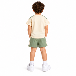Conjunto de Camiseta y Pantalones Cortos con Estampado de Dinosaurios para Niños, Ropa Casual de Verano de Dos Piezas, Manga Corta, Cuello Redondo - Product Image 6