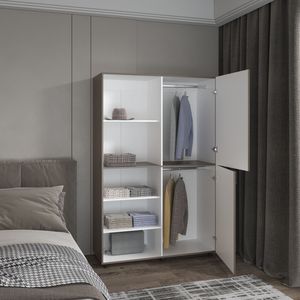 Armadio Eco High a Una Porta, Compatto, Bianco Mogano, per Camera da Letto, con Asta Appendiabiti e Ripiani Interni - Product Image 1