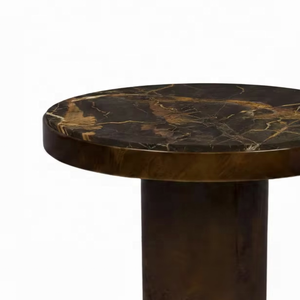 Mesa auxiliar con chapa de madera Mappa Burl y tablero de mármol para sofá, sala de estar, recibidor, hoteles, restaurantes y villas - Product Image 5