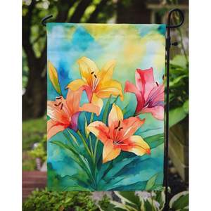 Bandera de jardín de acuarela de lirios multicolores, Bandera de buzón decorativa y ilustraciones de Patio para camas de flores de jardín, Banner de tamaño de jardín - Product Image 3