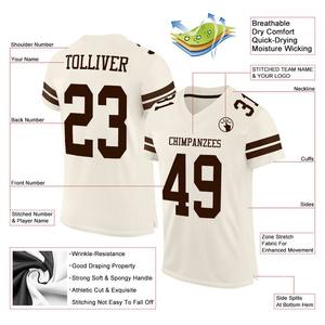 Custom FootballJerseyPremium Quality Soccer Uniform|EM&ODM Manufacturer Custom <b>Cream</b> Brown Mesh Authentic Football Jersey - Product Image 2