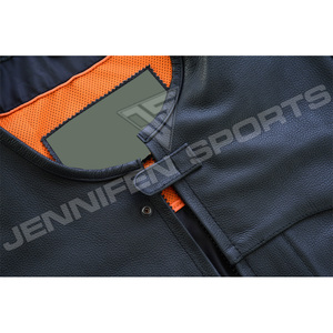 Gilet de moto classique pour homme en cuir de vachette véritable, de bonne qualité, respirant, pour toutes les saisons, style décontracté - Product Image 4