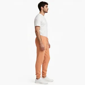 <b>Men</b> Peach Orange Jogger Sweatpants <b>Elastic</b> <b>Waist</b> Drawstring Cuffed Ankle Casual Lounge <b>Trousers</b> Custom Logo Apparel Manufacturer - Product Image 2