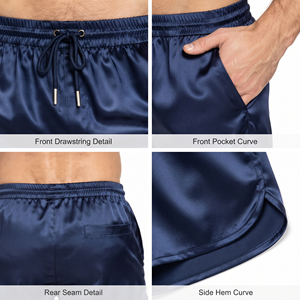 <b>Men</b> Drawstring Waist Satin <b>Shorts</b> 100% Silk <b>Men's</b> <b>Sleeping</b> <b>Shorts</b> With Side Pockets Nightwear Silky <b>Shorts</b> <b>Men</b> Quick Dry <b>Shorts</b> - Product Image 6