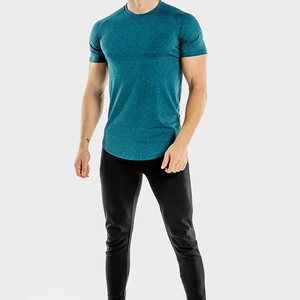 T-shirt en jersey de polyester à manches courtes pour homme, col rond, couleur unie, coupe ajustée, décontracté, longueur normale, séchage rapide, idéal pour la gym - Product Image 4