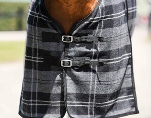 Couverture de concours équestre de luxe en velours matelassé or rose avec col en fausse fourrure |   Couverture de spectacle équestre haut de gamme pour chevaux - Product Image 5