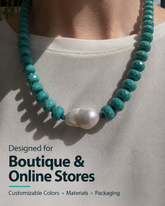 Collier de perles d'eau douce <span class=keywords><strong>et</strong></span> pierres précieuses personnalisé à faible MOQ, production rapide, pour marques de mode - Product Image 3