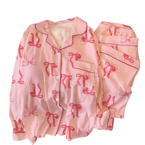 Conjunto de Ropa Casual de Verano para Mujer, Diseño de Lazo, Manga Larga, Transpirable y Suave, Poliéster/Algodón, Novedad 2026 - Product Image 4