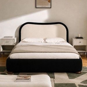 Modern Upholstered <b>Bed</b> Frame King Size Soft <b>Bed</b> with Quilted Headboard and Footboard Fabric Upholstery - Product Image 1