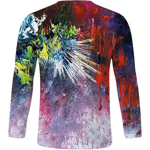 Camisetas Casuales de Algodón para Hombre de Primera Calidad, 200 Gramos, Cuello Redondo, Logotipo Personalizado, Mangas Largas, Multicolor, Impresión por Sublimación 3D - Product Image 2