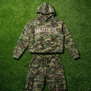 <b>Mens</b> <b>Camo</b> Tracksuit Set Hoodie <b>Cargo</b> Pants Rhinestone Detail Custom Streetwear Sportswear Matching Outfit New Style - Product Image 5