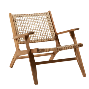 Fauteuil de jardin en teck naturel moderne, fauteuil de détente en rotin tressé, mobilier de jardin extérieur pour la maison - Product Image 1