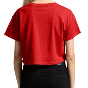 เสื้อครอปท็อปผู้หญิง แขนสั้น คอกลม ผ้าฝ้ายเรียบง่าย สไตล์ลำลอง สำหรับฤดูร้อน - Product Image 2